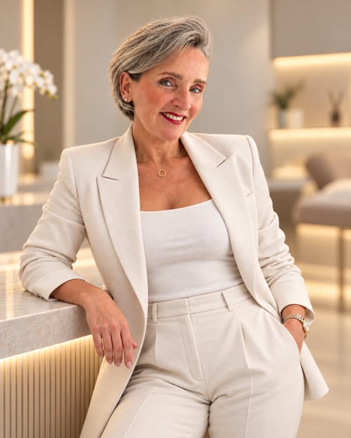 Anke Jacubasch im weißen Blazer